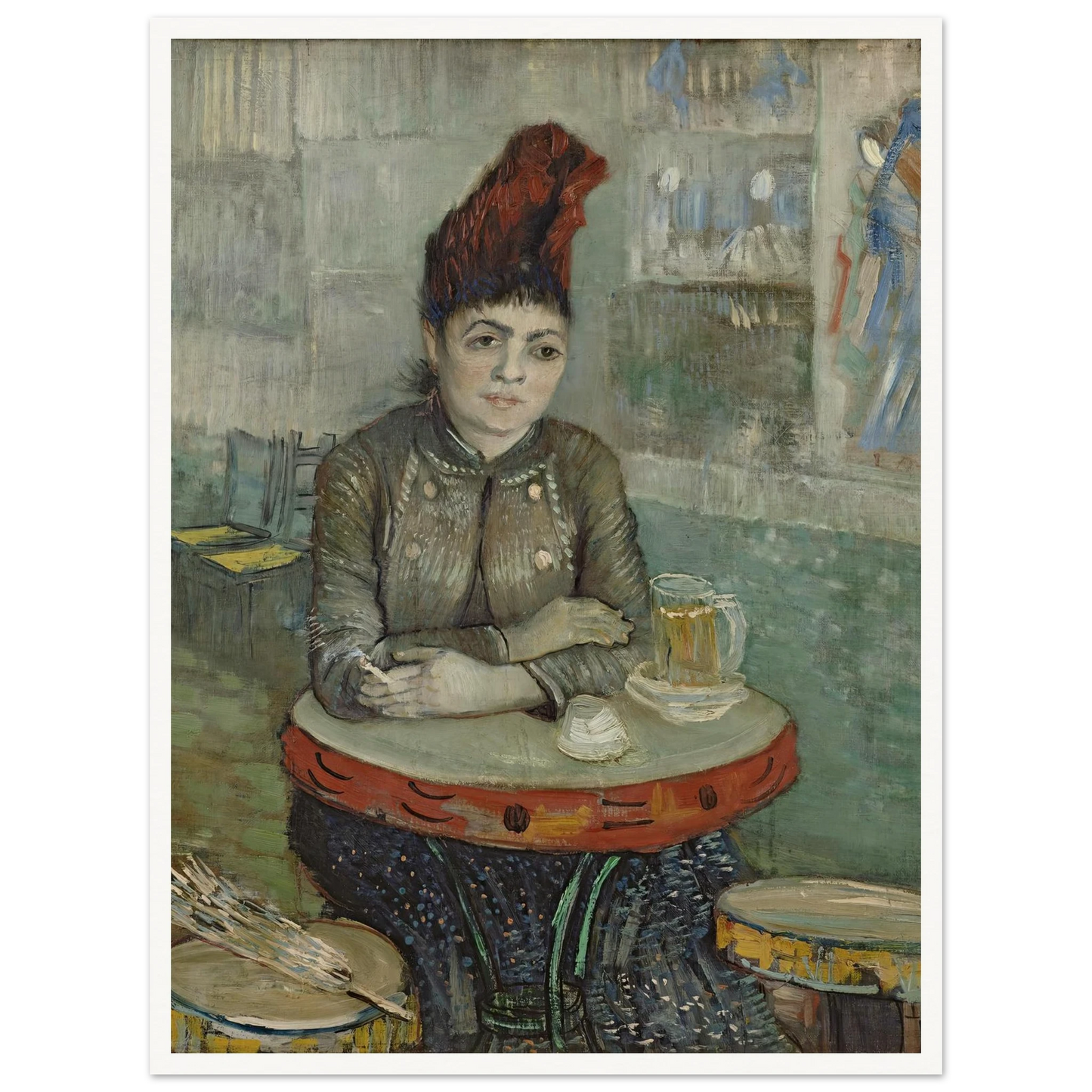 In the café; Agostina Segatori in Le tambourin (1887 - 1888) Art Print | Vincent van Gogh - Framed Poster - 30x40 cm / 12x16″ - Black frame