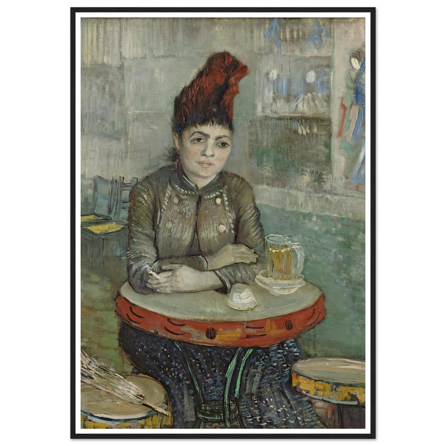 In the café; Agostina Segatori in Le tambourin (1887 - 1888) Art Print | Vincent van Gogh - Framed Poster - 30x40 cm / 12x16″ - Black frame