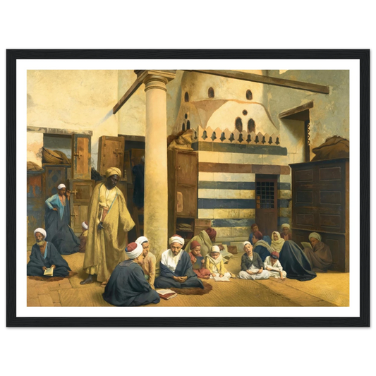 In the Madrasa (1890) Art Print | Ludwig Deutsch - Framed Poster - 30x40 cm / 12x16″ - Black frame