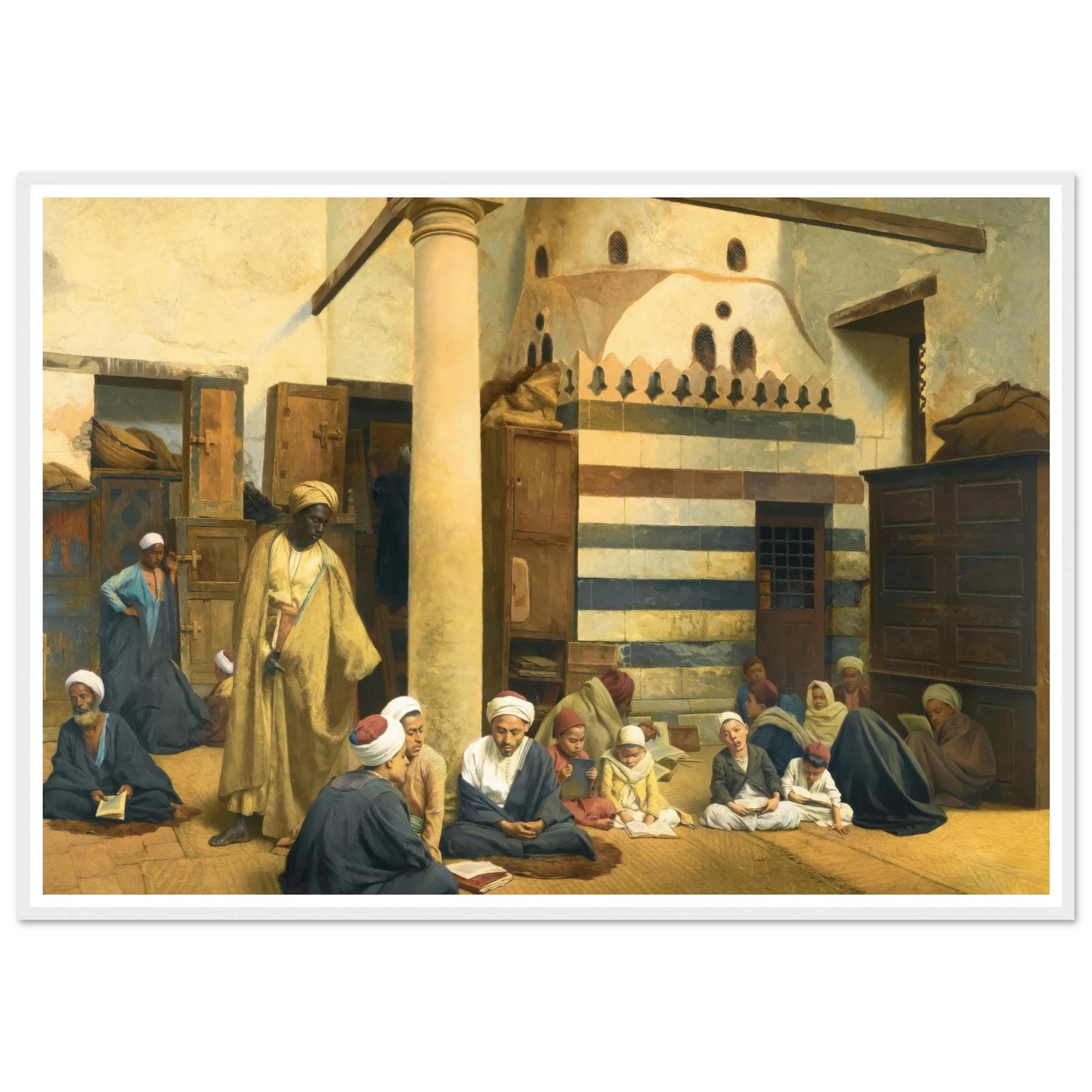 In the Madrasa (1890) Art Print | Ludwig Deutsch - Framed Poster - 30x40 cm / 12x16″ - Black frame