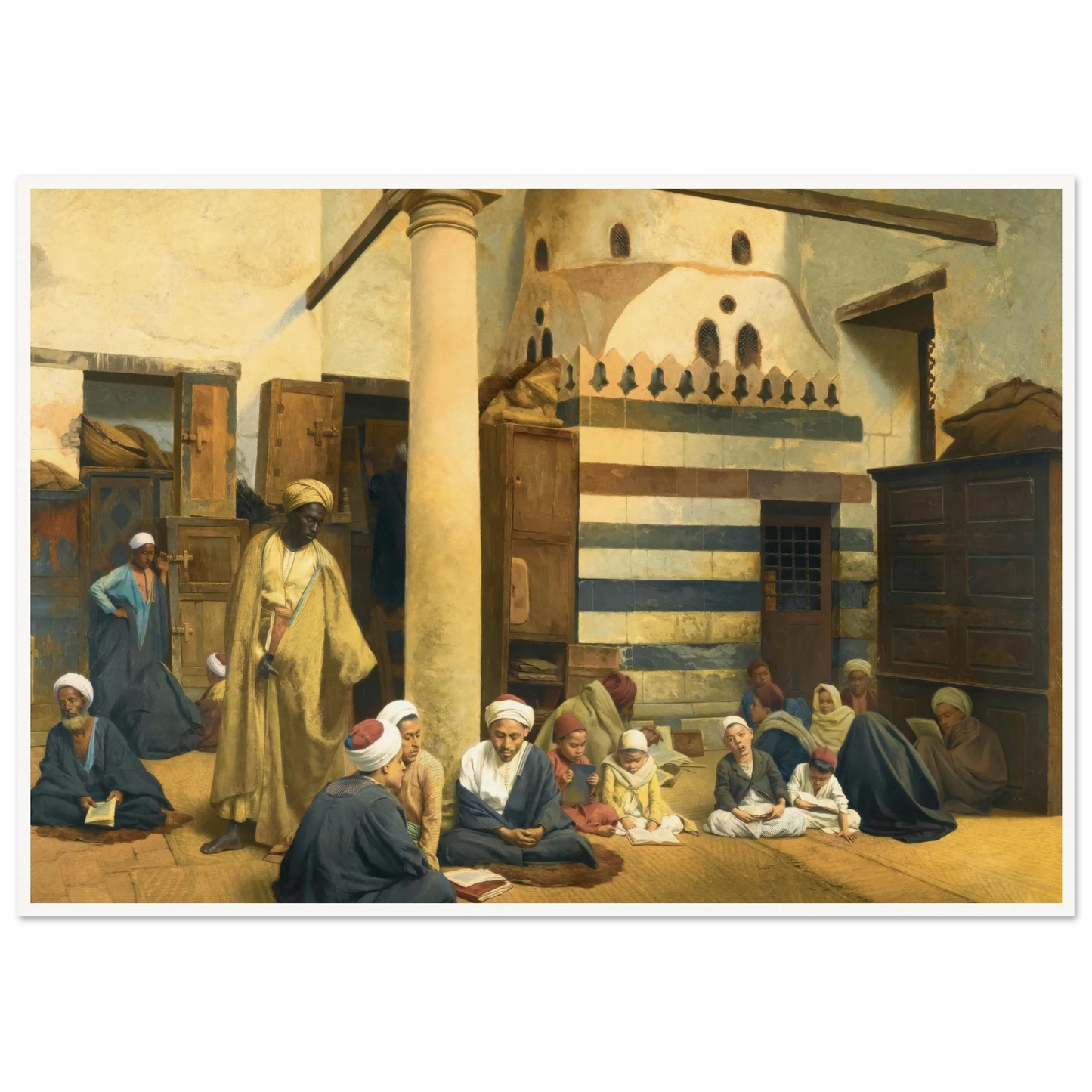 In the Madrasa (1890) Art Print | Ludwig Deutsch - Framed Poster - 30x40 cm / 12x16″ - Black frame