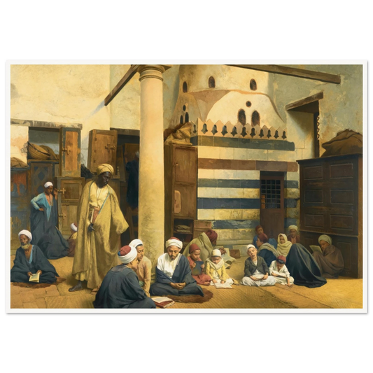 In the Madrasa (1890) Art Print | Ludwig Deutsch - Framed Poster - 30x40 cm / 12x16″ - Black frame