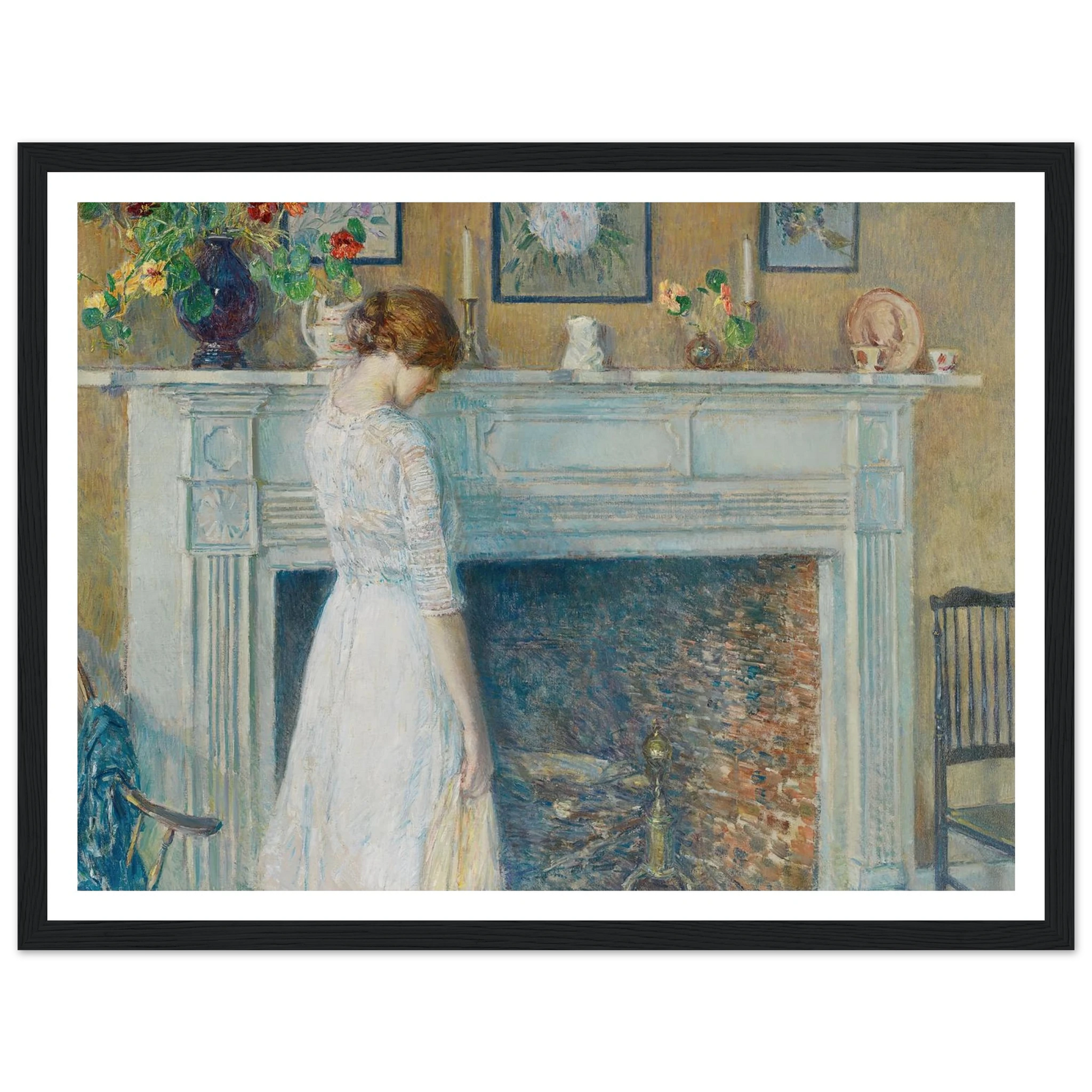 In the Old House (1914) Art Print | Childe Hassam - Framed Poster - 30x40 cm / 12x16″ - Black frame