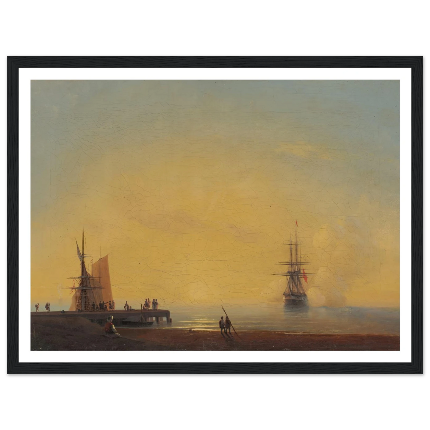 In the roads, Evening (1867) Art Print | Ivan Konstantinovich Aivazovsky - Framed Poster - 30x40 cm / 12x16″ - Black frame