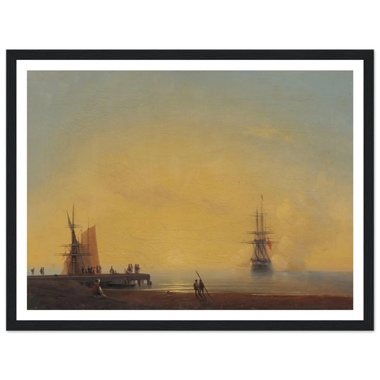 In the roads, Evening (1867) Art Print | Ivan Konstantinovich Aivazovsky - Framed Poster - 30x40 cm / 12x16″ - Black frame