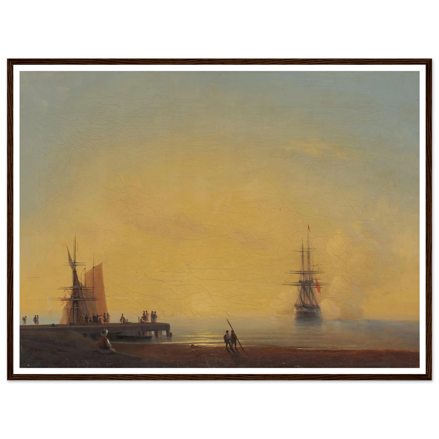 In the roads, Evening (1867) Art Print | Ivan Konstantinovich Aivazovsky - Framed Poster - 30x40 cm / 12x16″ - Black frame