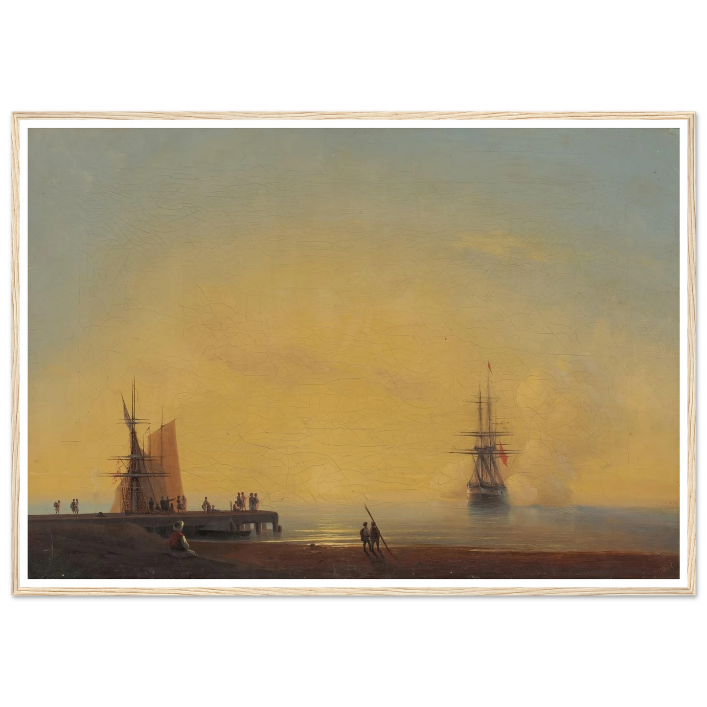 In the roads, Evening (1867) Art Print | Ivan Konstantinovich Aivazovsky - Framed Poster - 30x40 cm / 12x16″ - Black frame