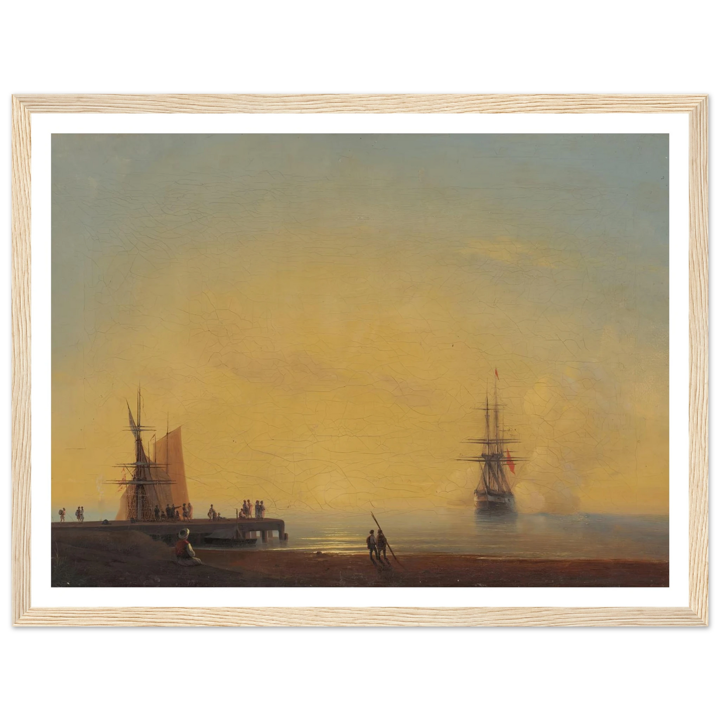 In the roads, Evening (1867) Art Print | Ivan Konstantinovich Aivazovsky - Framed Poster - 30x40 cm / 12x16″ - Black frame