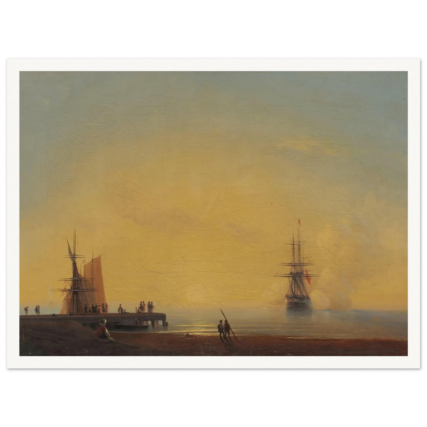 In the roads, Evening (1867) Art Print | Ivan Konstantinovich Aivazovsky - Framed Poster - 30x40 cm / 12x16″ - Black frame