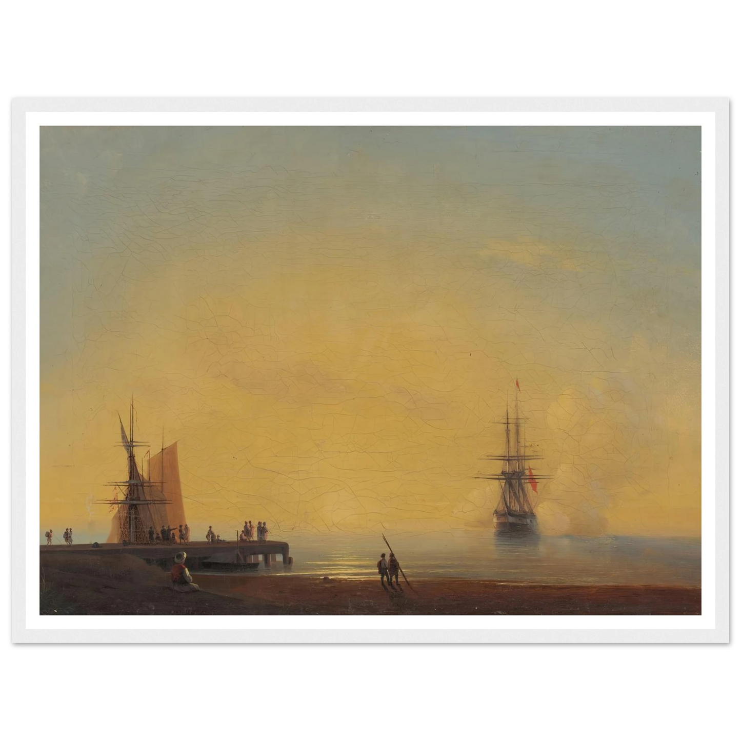In the roads, Evening (1867) Art Print | Ivan Konstantinovich Aivazovsky - Framed Poster - 30x40 cm / 12x16″ - Black frame