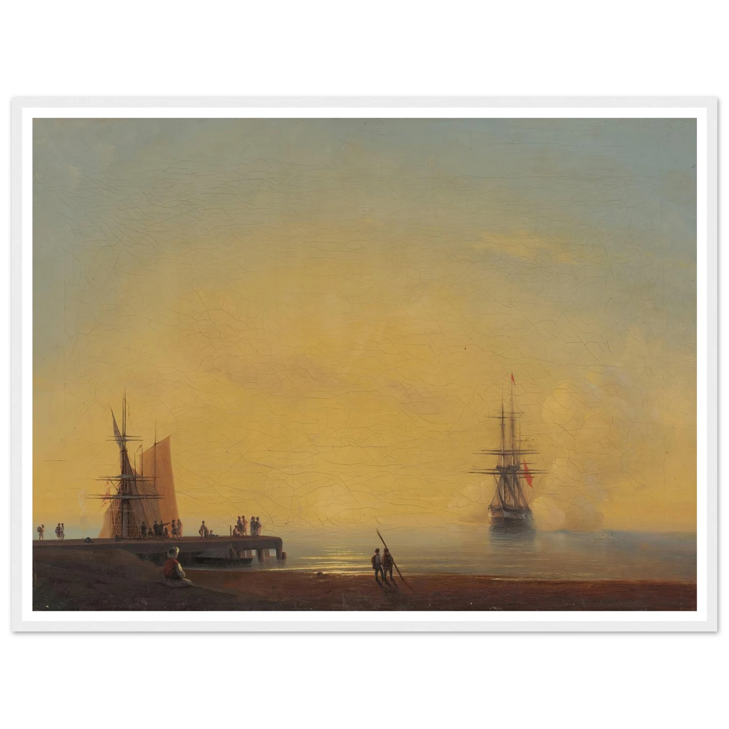 In the roads, Evening (1867) Art Print | Ivan Konstantinovich Aivazovsky - Framed Poster - 30x40 cm / 12x16″ - Black frame