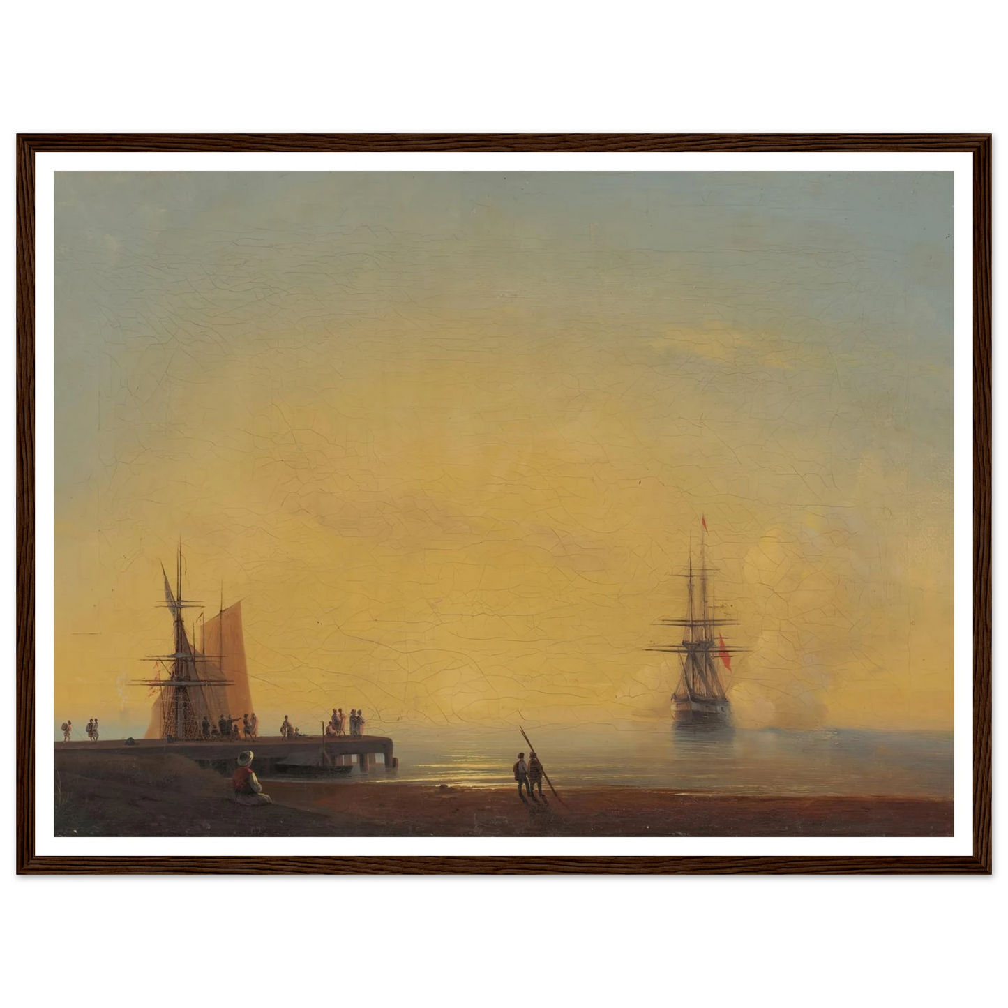 In the roads, Evening (1867) Art Print | Ivan Konstantinovich Aivazovsky - Framed Poster - 30x40 cm / 12x16″ - Black frame