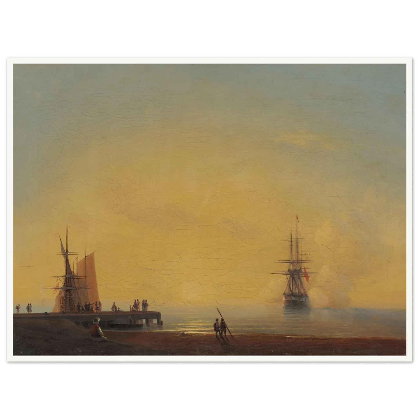 In the roads, Evening (1867) Art Print | Ivan Konstantinovich Aivazovsky - Framed Poster - 30x40 cm / 12x16″ - Black frame