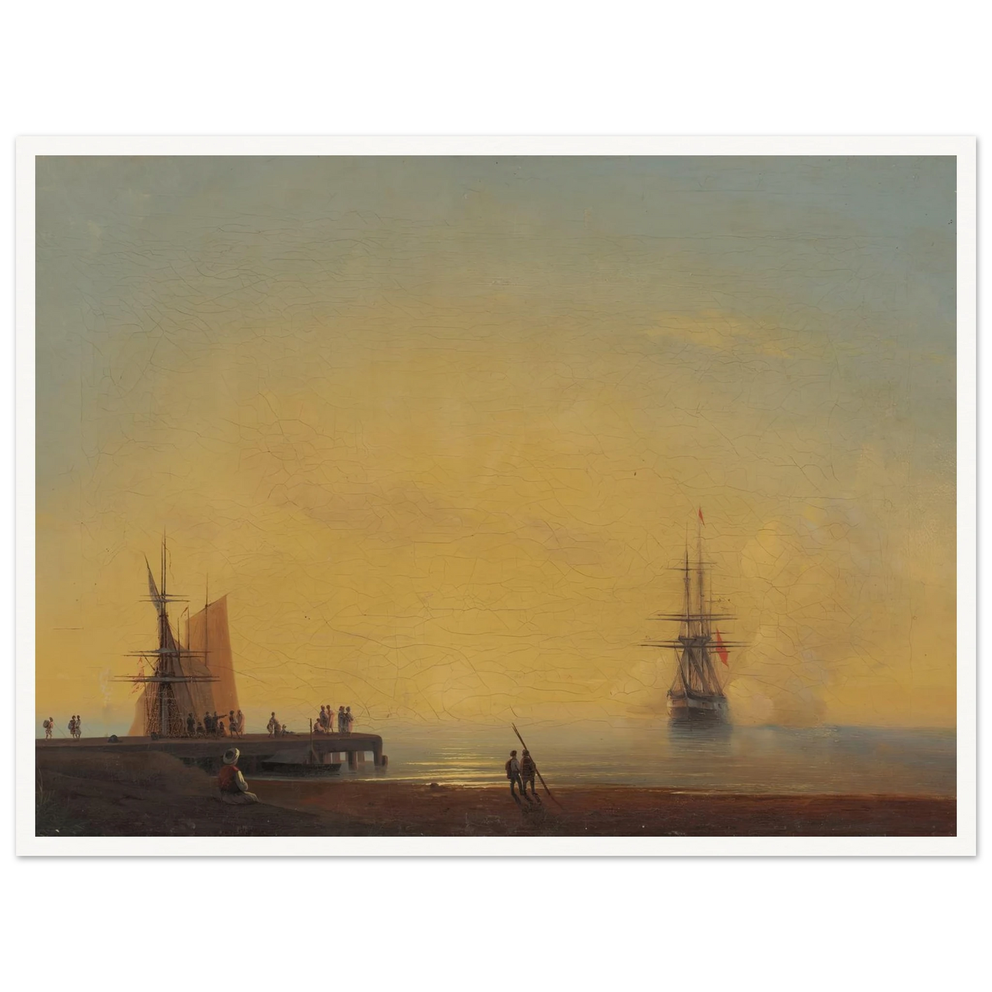 In the roads, Evening (1867) Art Print | Ivan Konstantinovich Aivazovsky - Framed Poster - 30x40 cm / 12x16″ - Black frame