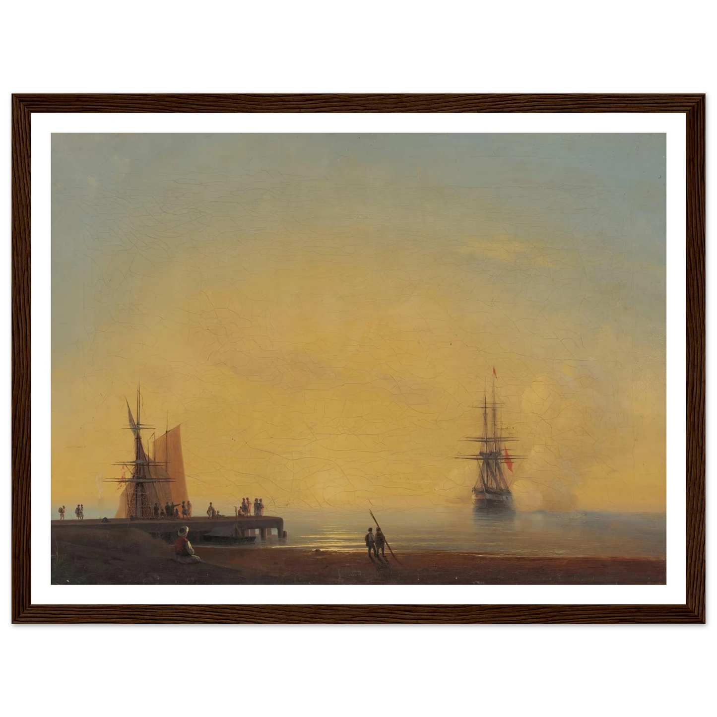 In the roads, Evening (1867) Art Print | Ivan Konstantinovich Aivazovsky - Framed Poster - 30x40 cm / 12x16″ - Black frame