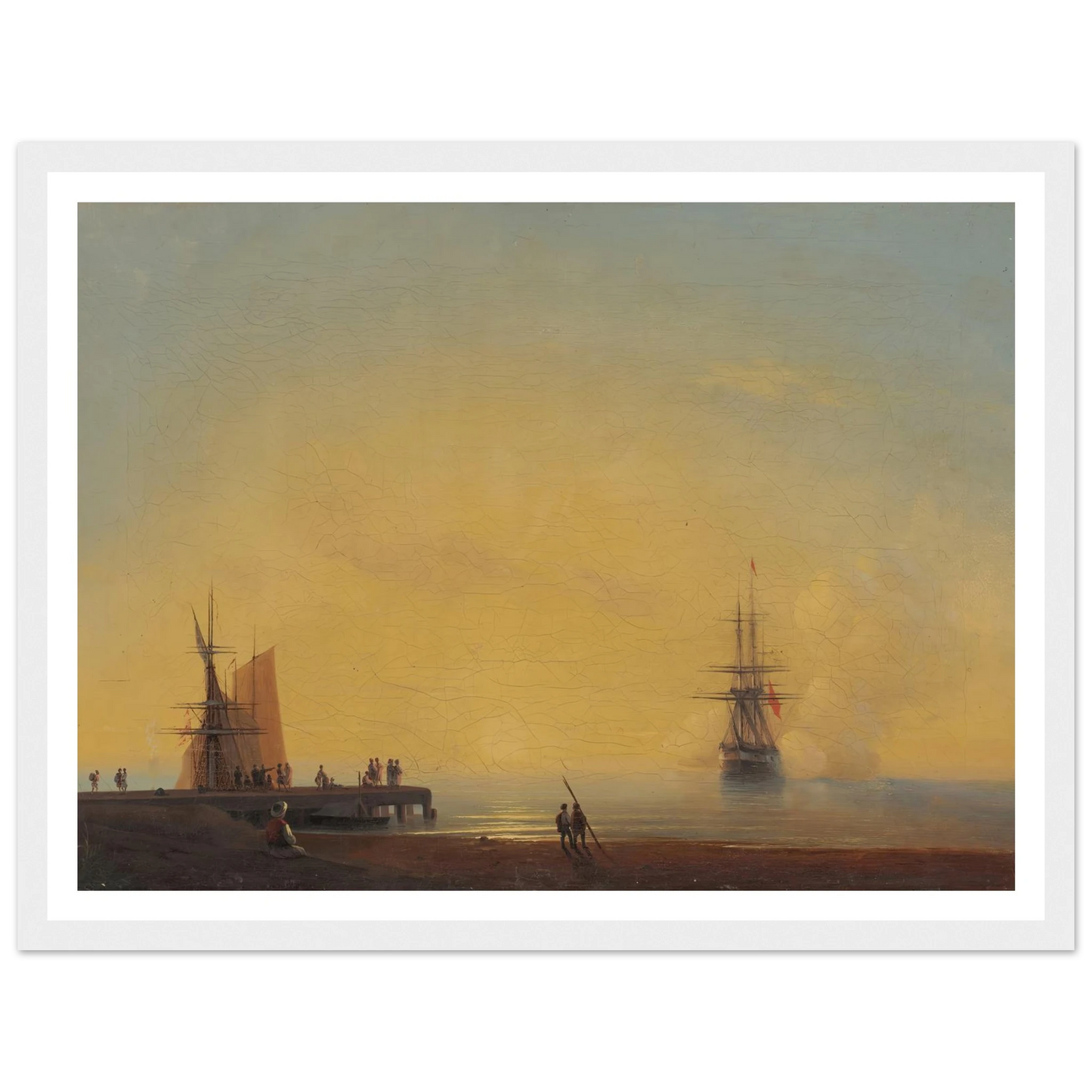 In the roads, Evening (1867) Art Print | Ivan Konstantinovich Aivazovsky - Framed Poster - 30x40 cm / 12x16″ - Black frame