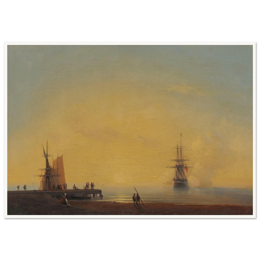 In the roads, Evening (1867) Art Print | Ivan Konstantinovich Aivazovsky - Framed Poster - 30x40 cm / 12x16″ - Black frame