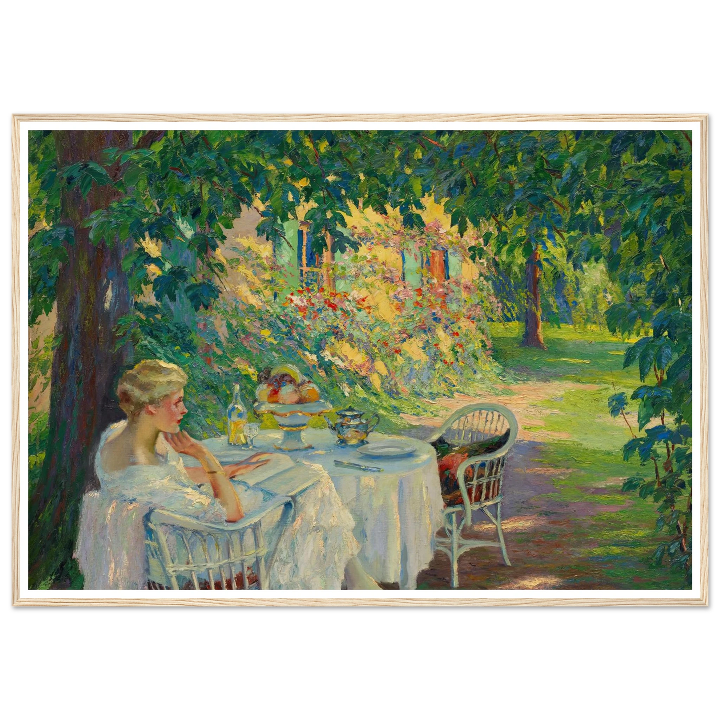 In the shade (1920) Art Print | Edward Cucuel - Framed Poster - 30x40 cm / 12x16″ - Black frame