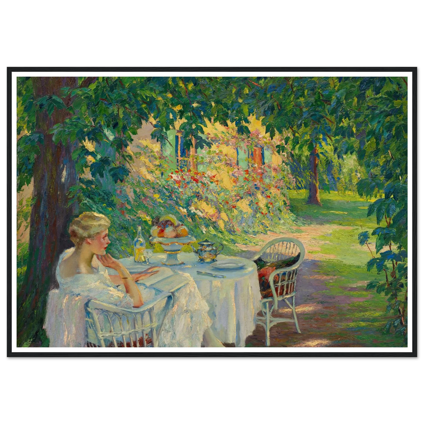 In the shade (1920) Art Print | Edward Cucuel - Framed Poster - 30x40 cm / 12x16″ - Black frame