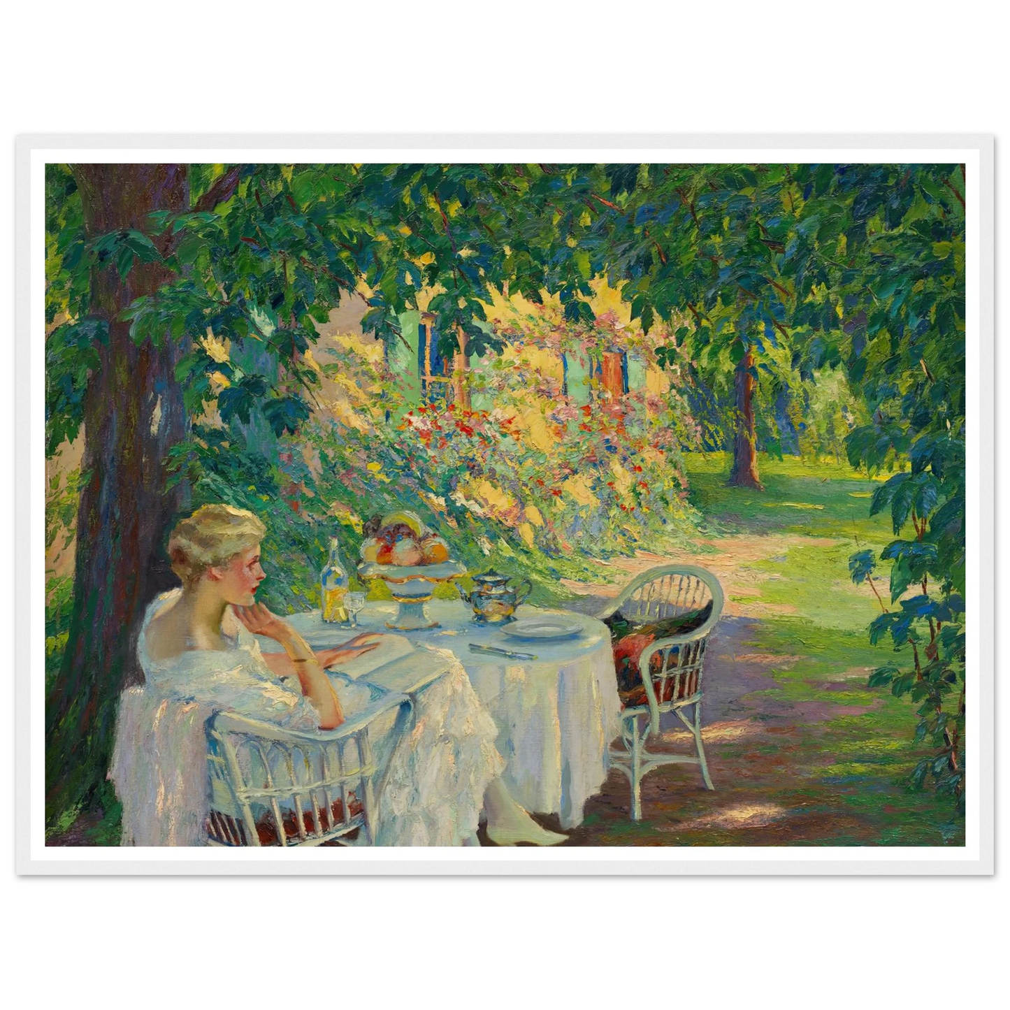 In the shade (1920) Art Print | Edward Cucuel - Framed Poster - 30x40 cm / 12x16″ - Black frame