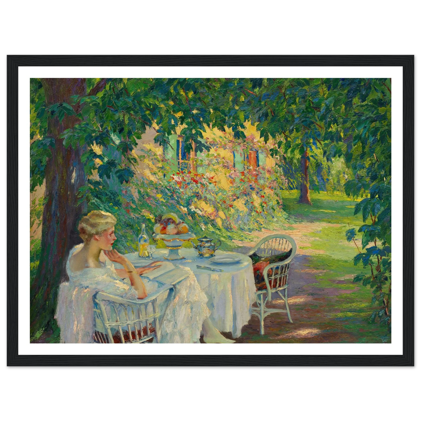 In the shade (1920) Art Print | Edward Cucuel - Framed Poster - 30x40 cm / 12x16″ - Black frame