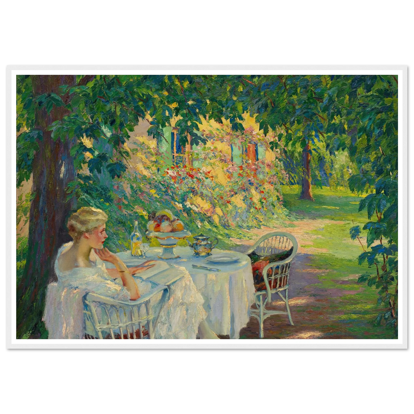 In the shade (1920) Art Print | Edward Cucuel - Framed Poster - 30x40 cm / 12x16″ - Black frame