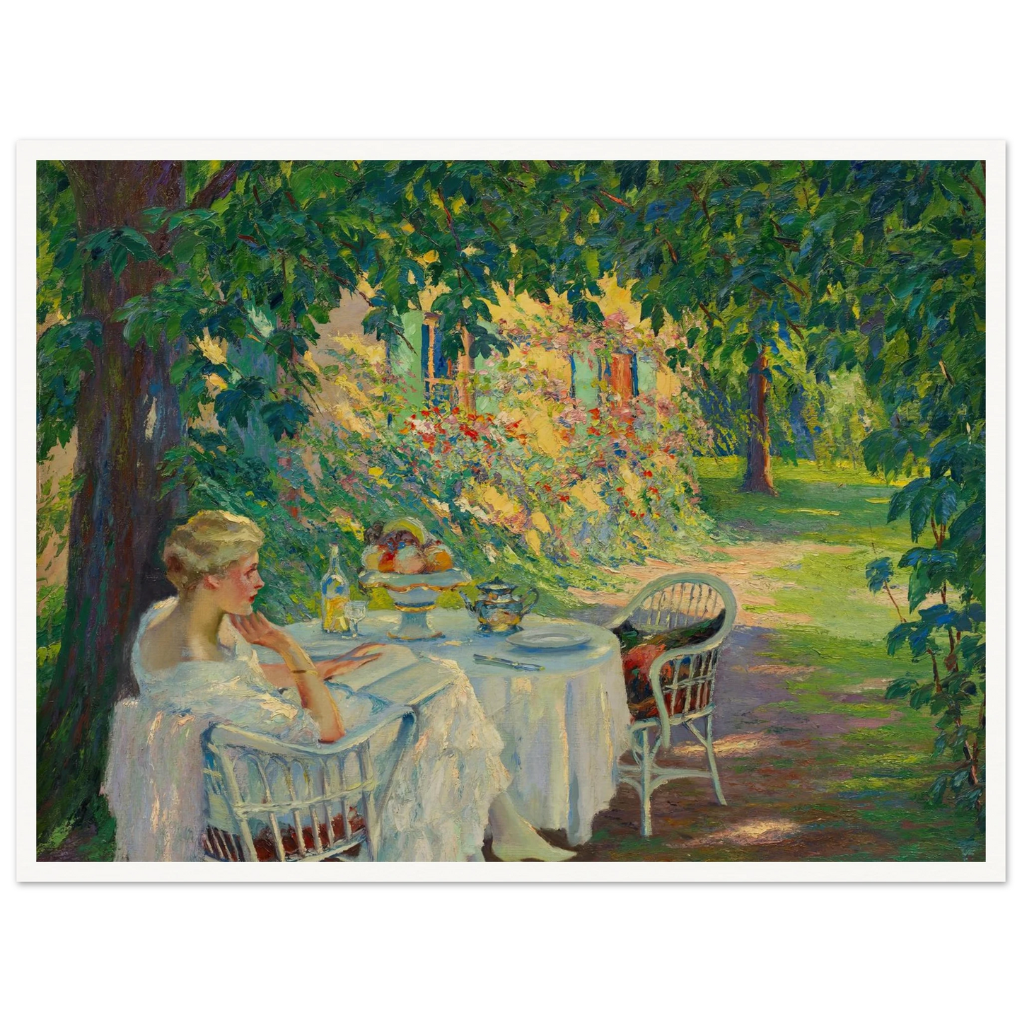In the shade (1920) Art Print | Edward Cucuel - Framed Poster - 30x40 cm / 12x16″ - Black frame