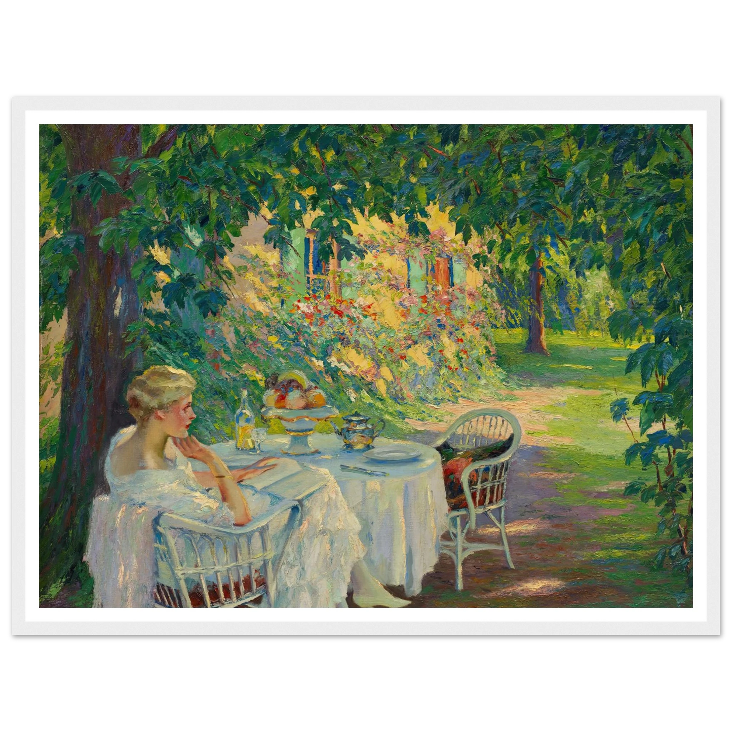 In the shade (1920) Art Print | Edward Cucuel - Framed Poster - 30x40 cm / 12x16″ - Black frame
