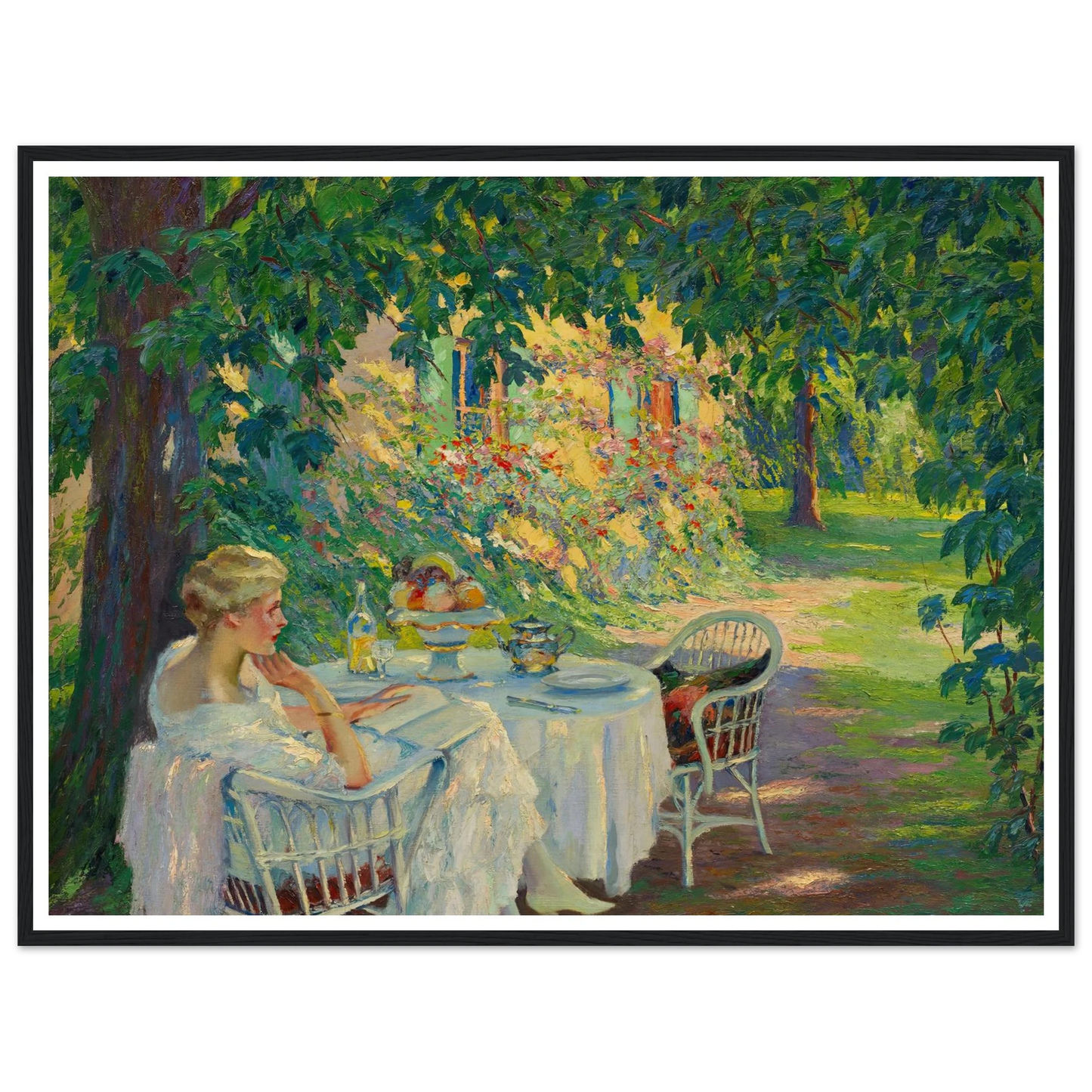 In the shade (1920) Art Print | Edward Cucuel - Framed Poster - 30x40 cm / 12x16″ - Black frame
