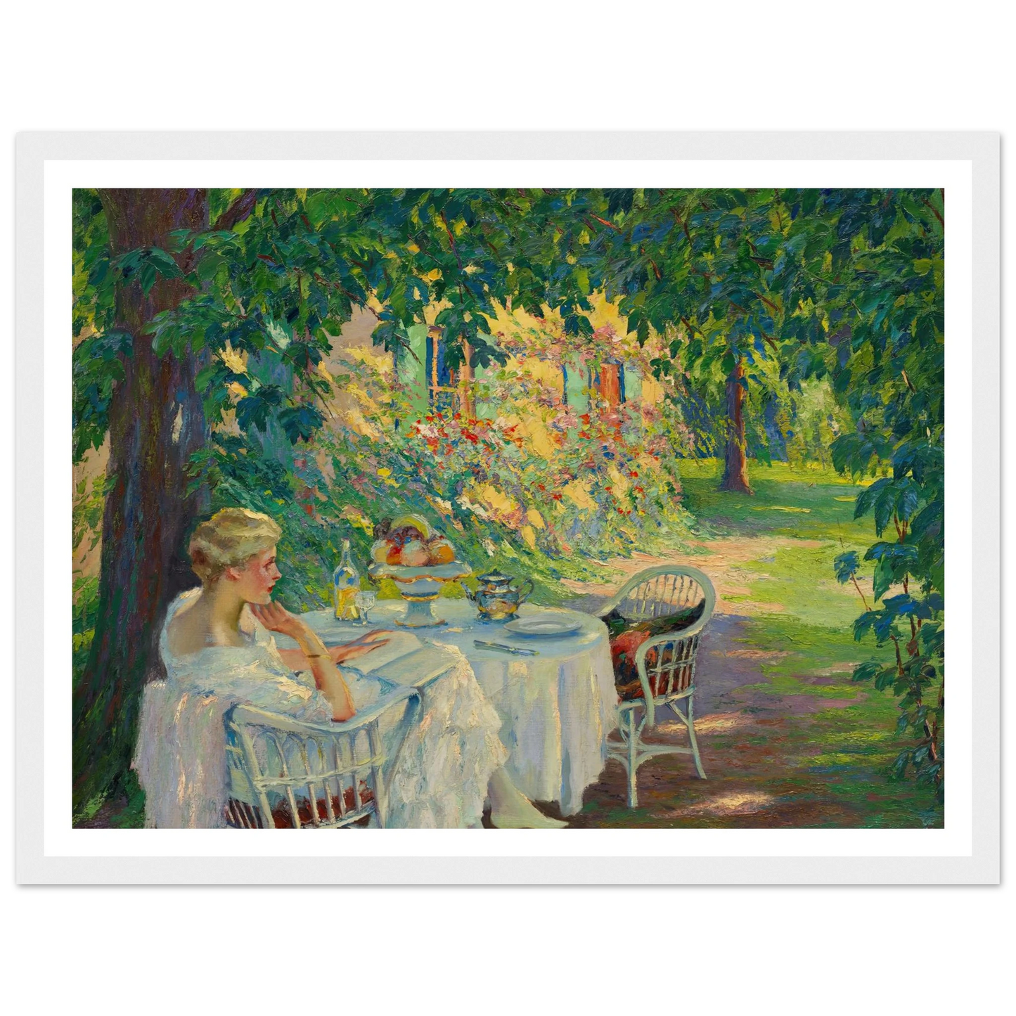 In the shade (1920) Art Print | Edward Cucuel - Framed Poster - 30x40 cm / 12x16″ - Black frame