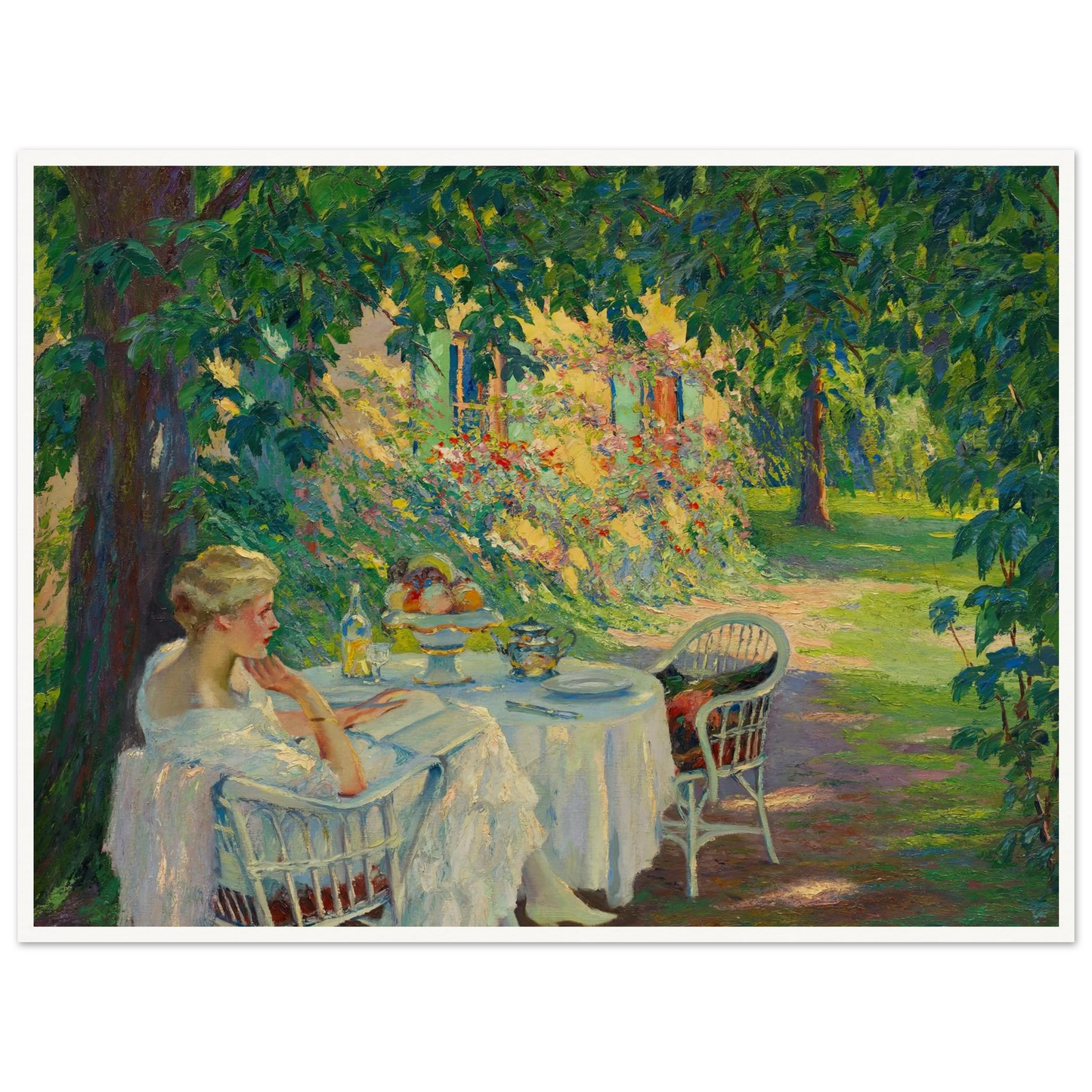 In the shade (1920) Art Print | Edward Cucuel - Framed Poster - 30x40 cm / 12x16″ - Black frame