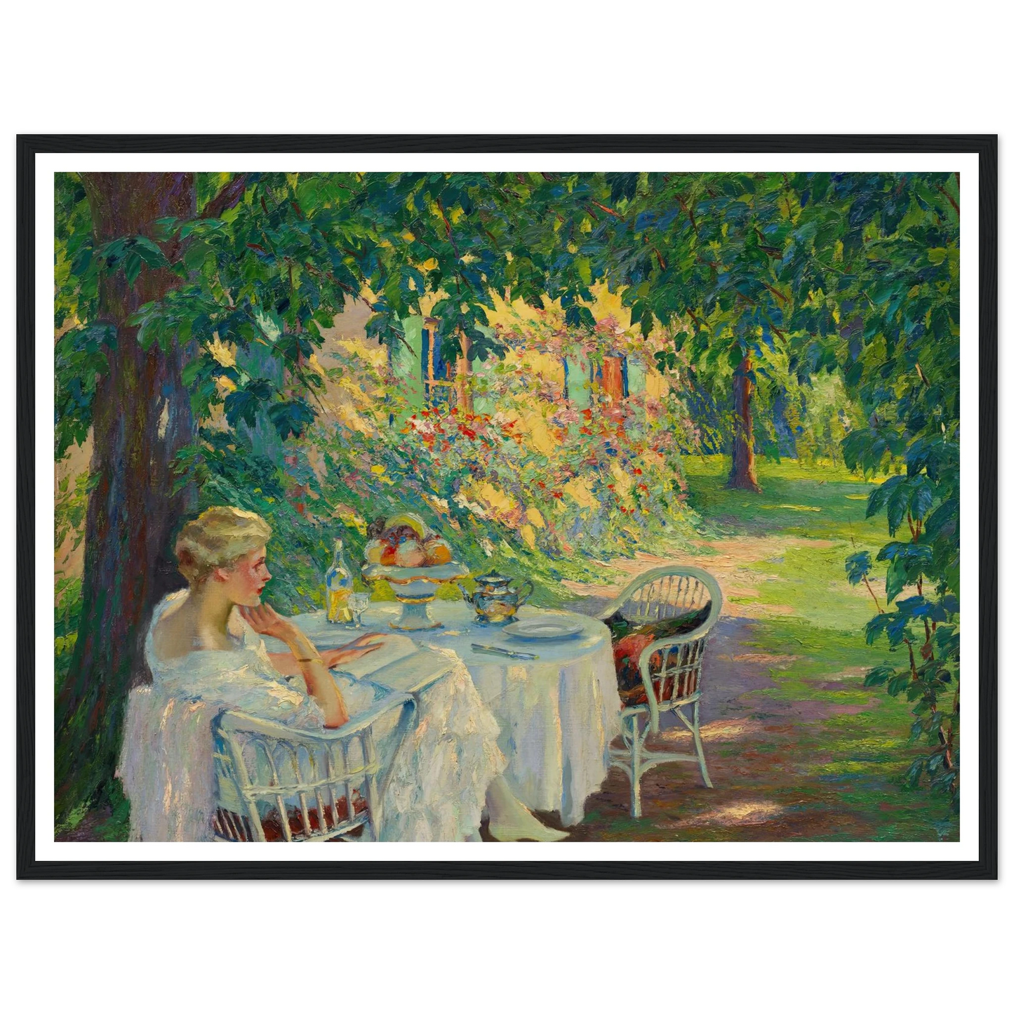 In the shade (1920) Art Print | Edward Cucuel - Framed Poster - 30x40 cm / 12x16″ - Black frame