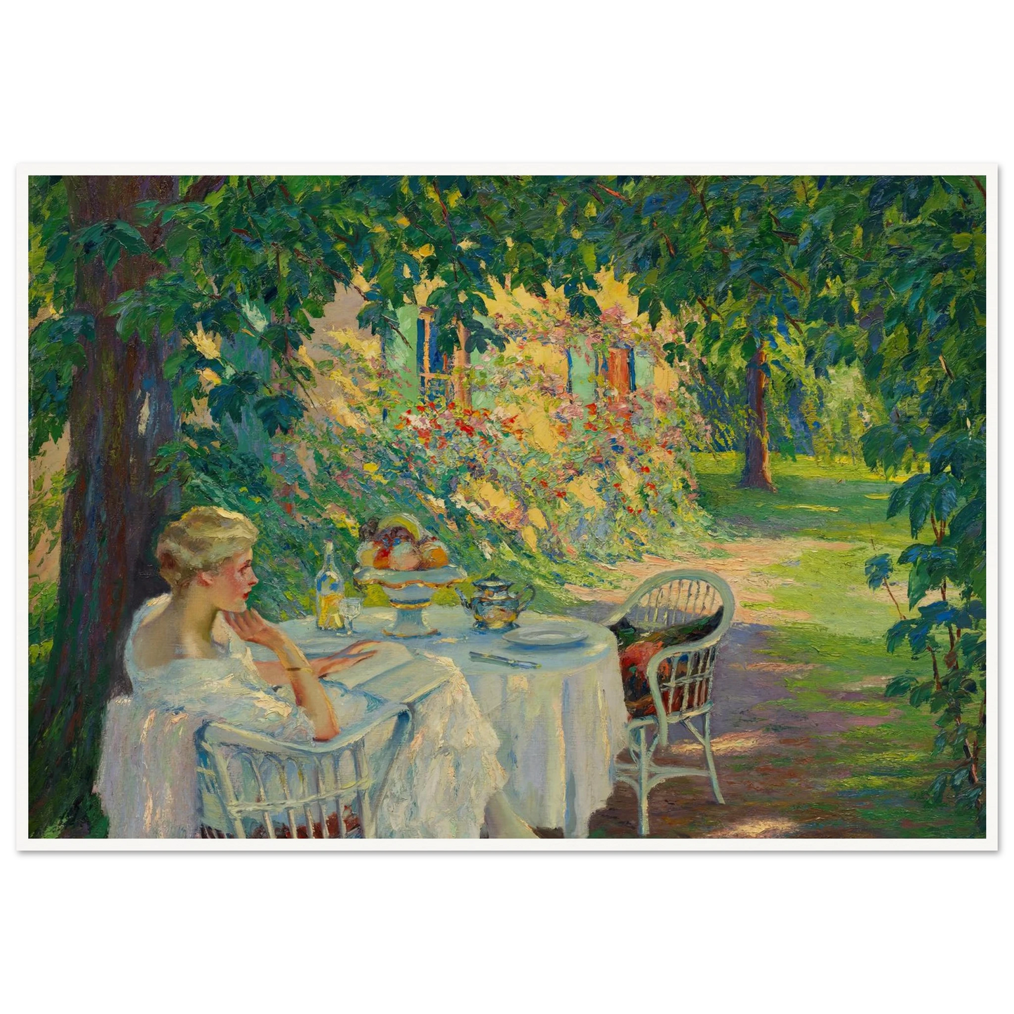In the shade (1920) Art Print | Edward Cucuel - Framed Poster - 30x40 cm / 12x16″ - Black frame