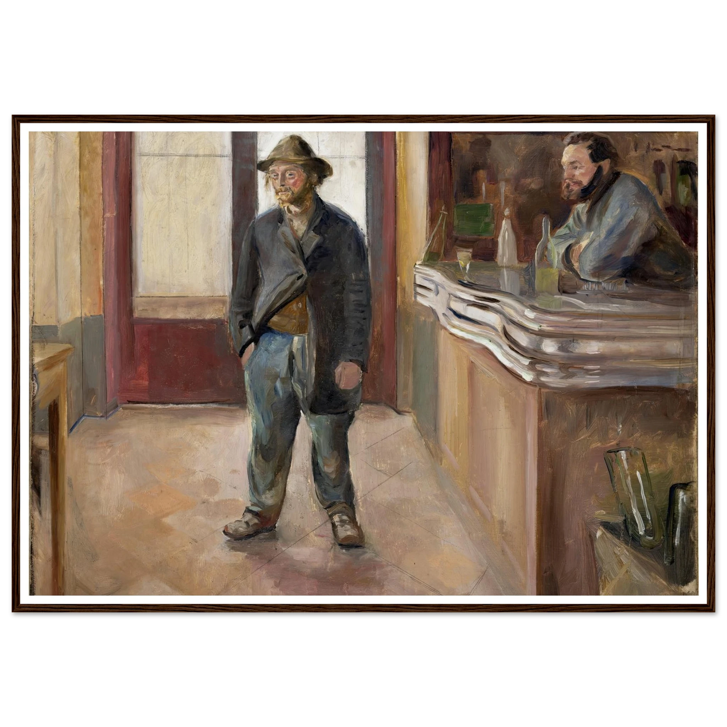In the Tavern (1890) Art Print | Edvard Munch - Framed Poster - 30x40 cm / 12x16″ - Black frame