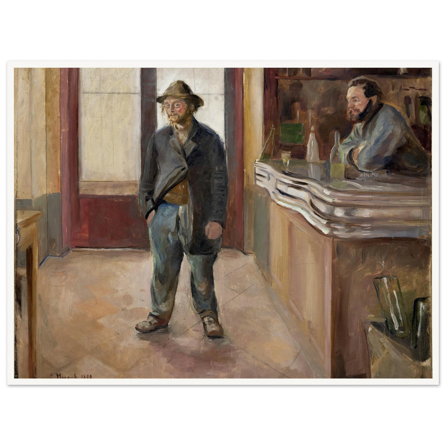 In the Tavern (1890) Art Print | Edvard Munch - Framed Poster - 30x40 cm / 12x16″ - Black frame