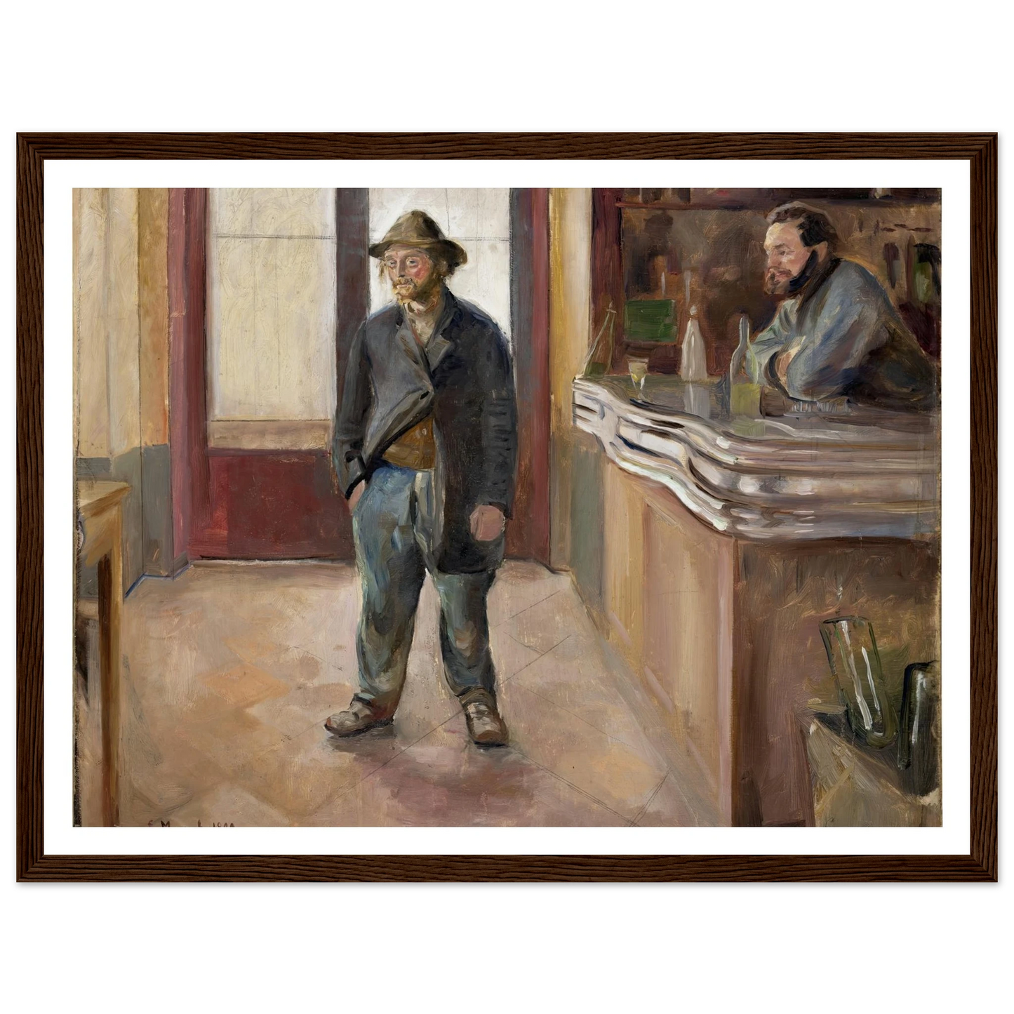In the Tavern (1890) Art Print | Edvard Munch - Framed Poster - 30x40 cm / 12x16″ - Black frame
