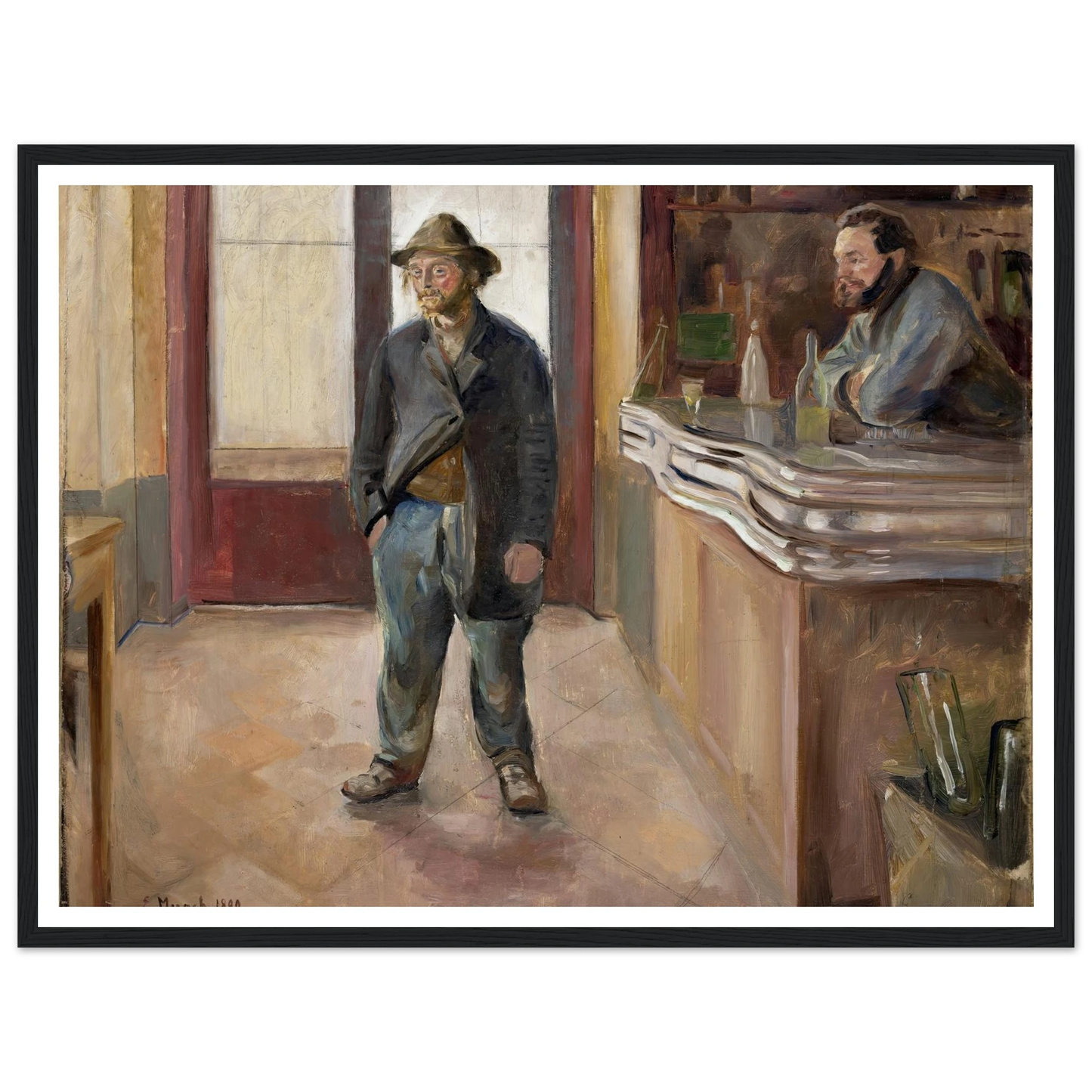 In the Tavern (1890) Art Print | Edvard Munch - Framed Poster - 30x40 cm / 12x16″ - Black frame