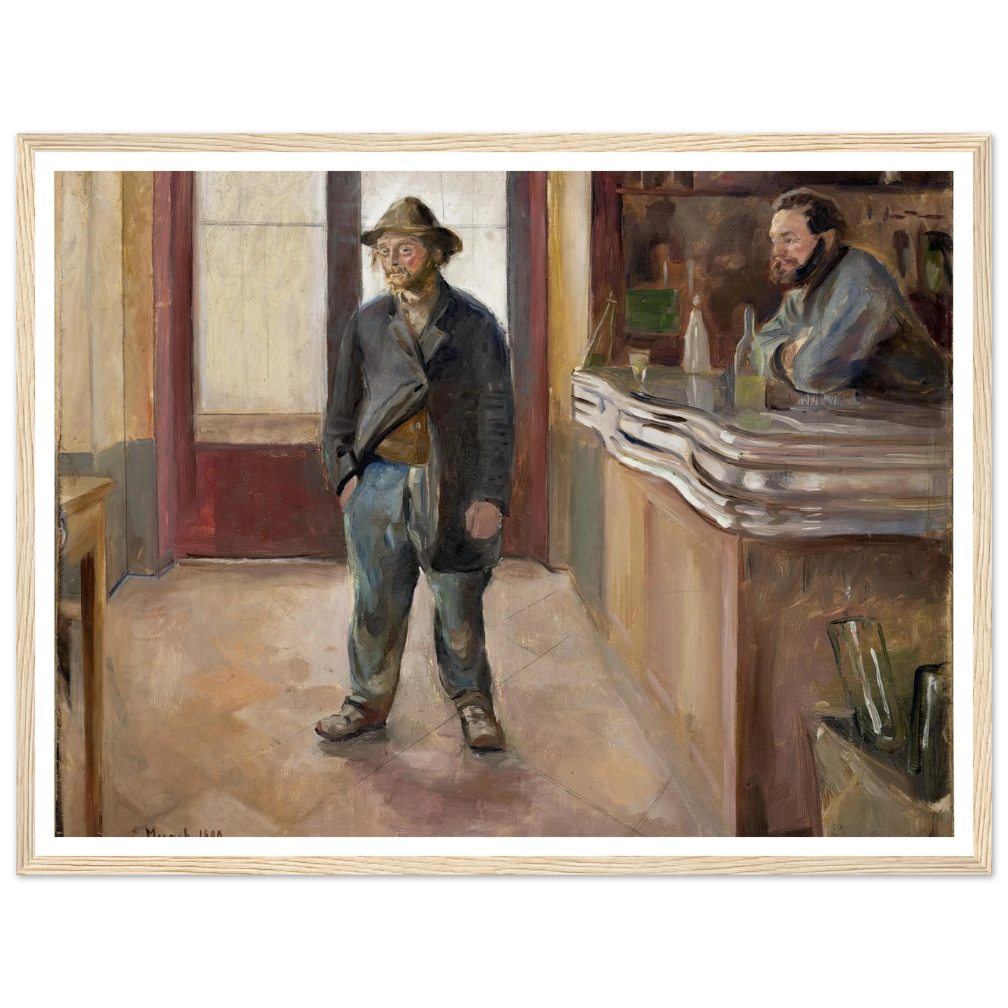 In the Tavern (1890) Art Print | Edvard Munch - Framed Poster - 30x40 cm / 12x16″ - Black frame