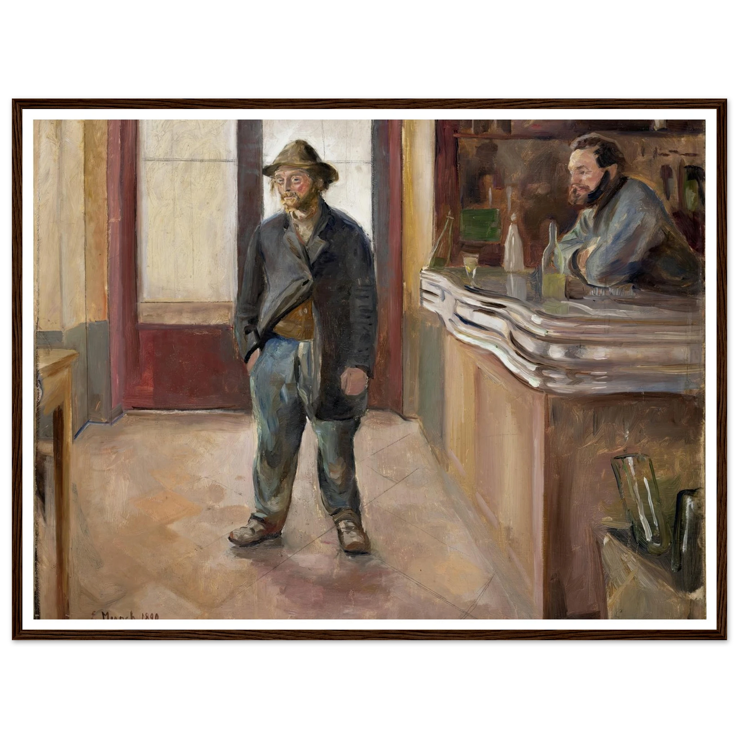In the Tavern (1890) Art Print | Edvard Munch - Framed Poster - 30x40 cm / 12x16″ - Black frame