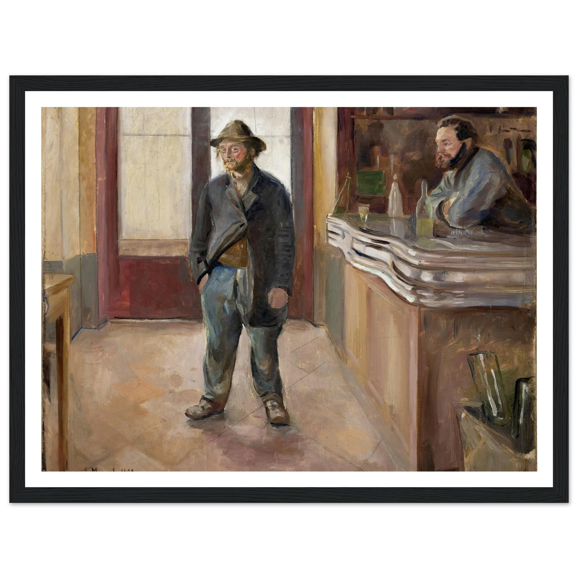 In the Tavern (1890) Art Print | Edvard Munch - Framed Poster - 30x40 cm / 12x16″ - Black frame