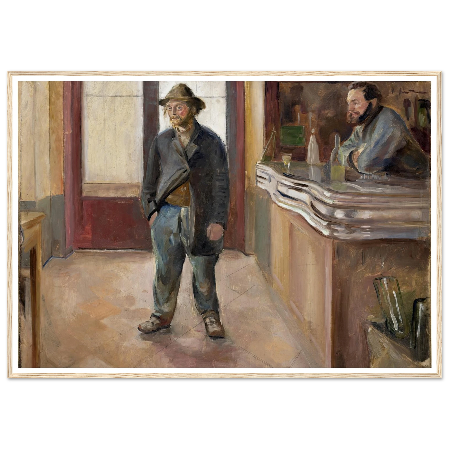 In the Tavern (1890) Art Print | Edvard Munch - Framed Poster - 30x40 cm / 12x16″ - Black frame
