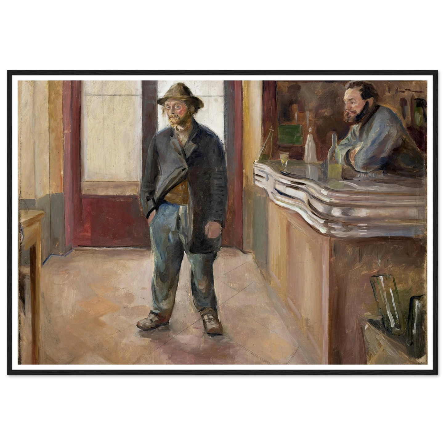 In the Tavern (1890) Art Print | Edvard Munch - Framed Poster - 30x40 cm / 12x16″ - Black frame