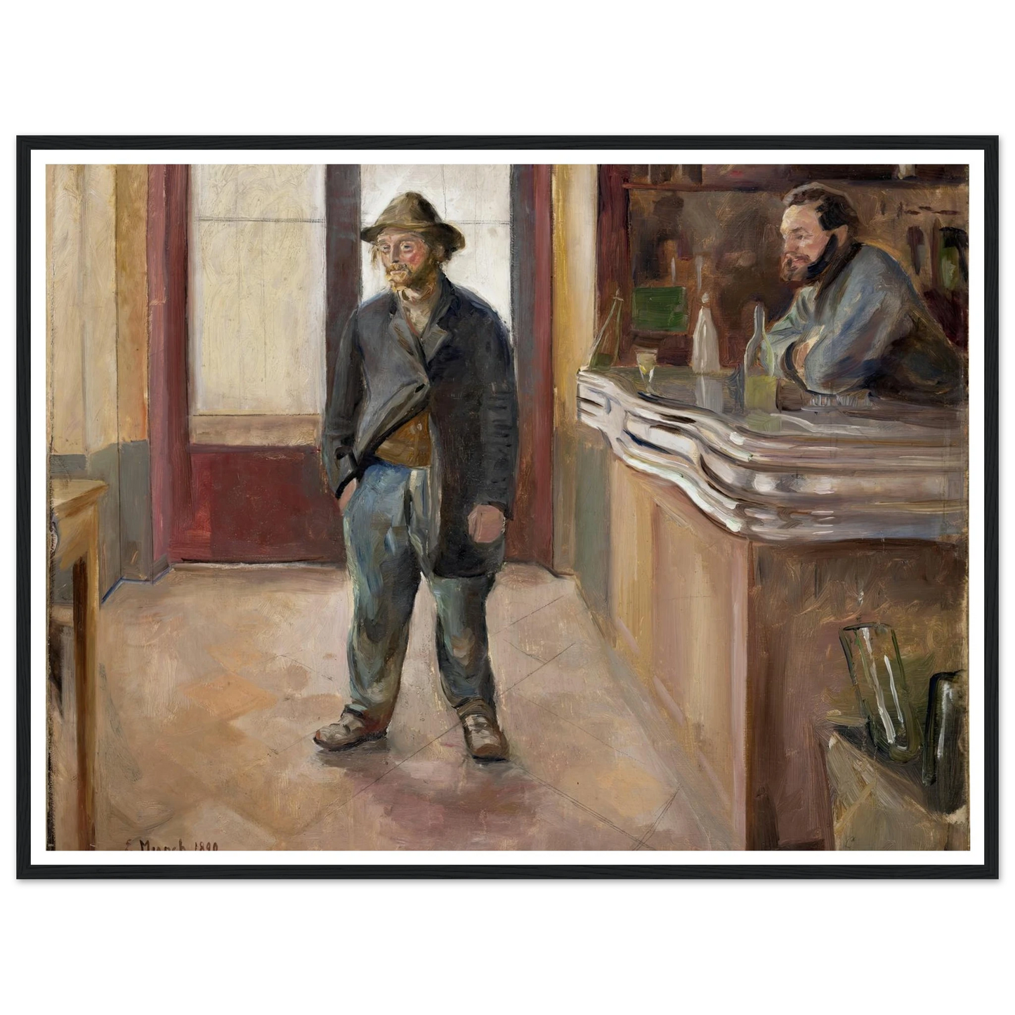 In the Tavern (1890) Art Print | Edvard Munch - Framed Poster - 30x40 cm / 12x16″ - Black frame