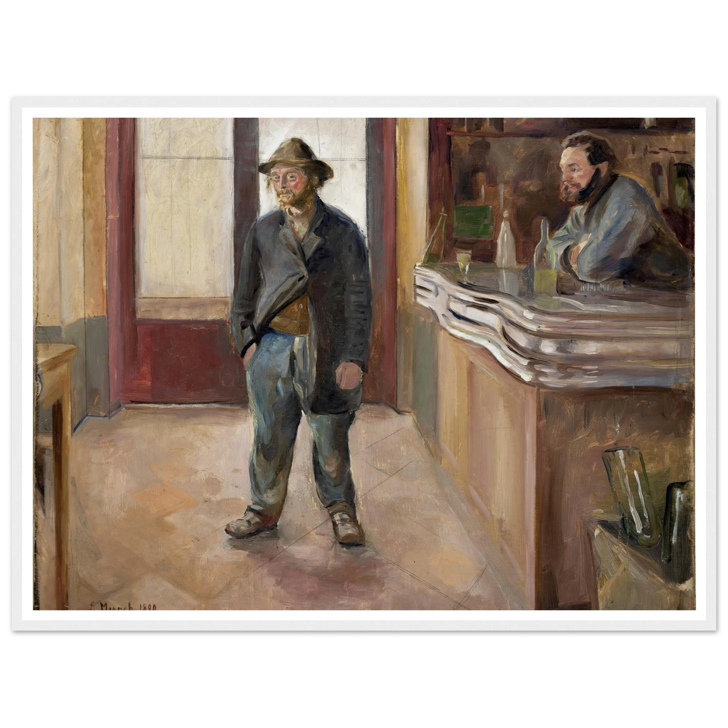 In the Tavern (1890) Art Print | Edvard Munch - Framed Poster - 30x40 cm / 12x16″ - Black frame