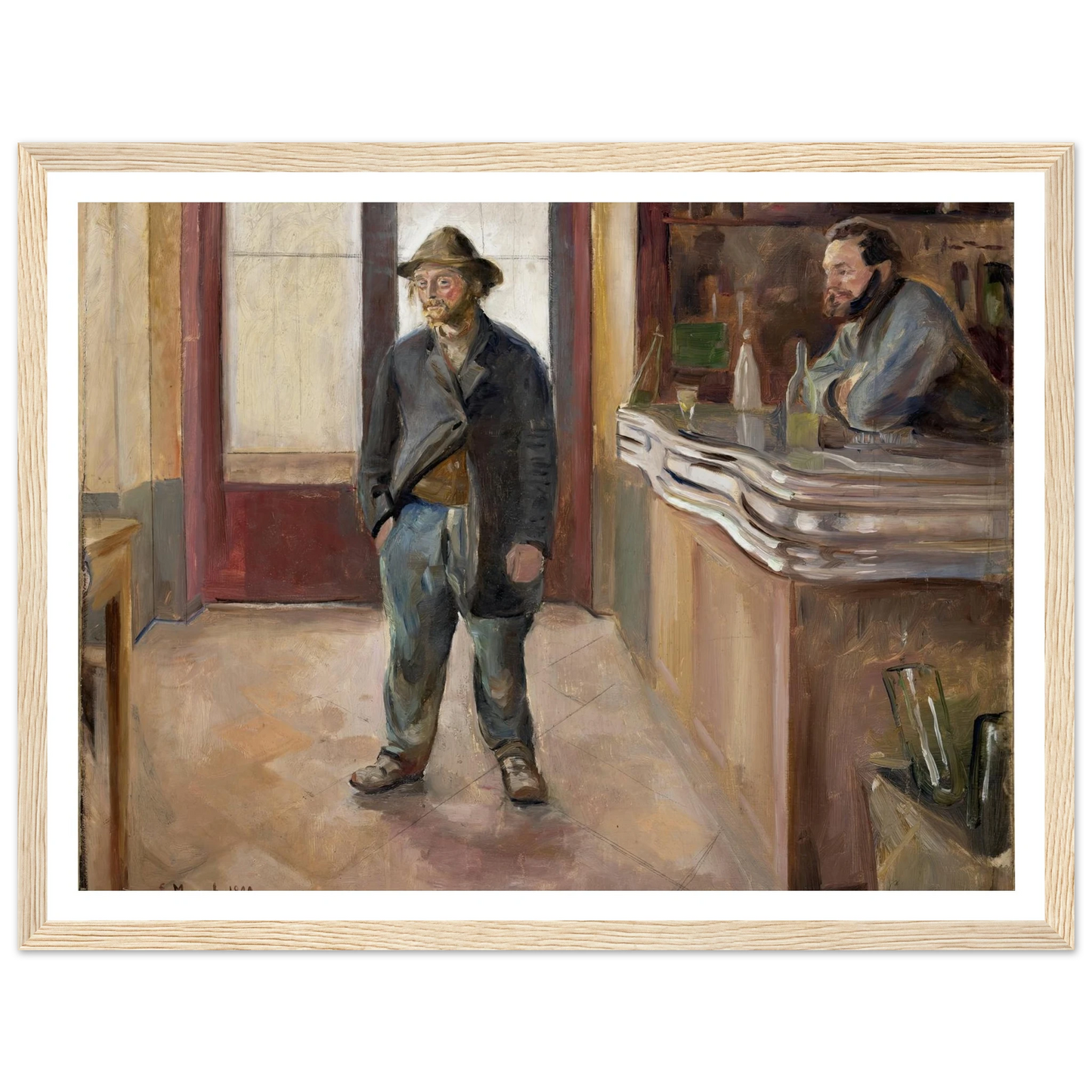In the Tavern (1890) Art Print | Edvard Munch - Framed Poster - 30x40 cm / 12x16″ - Black frame