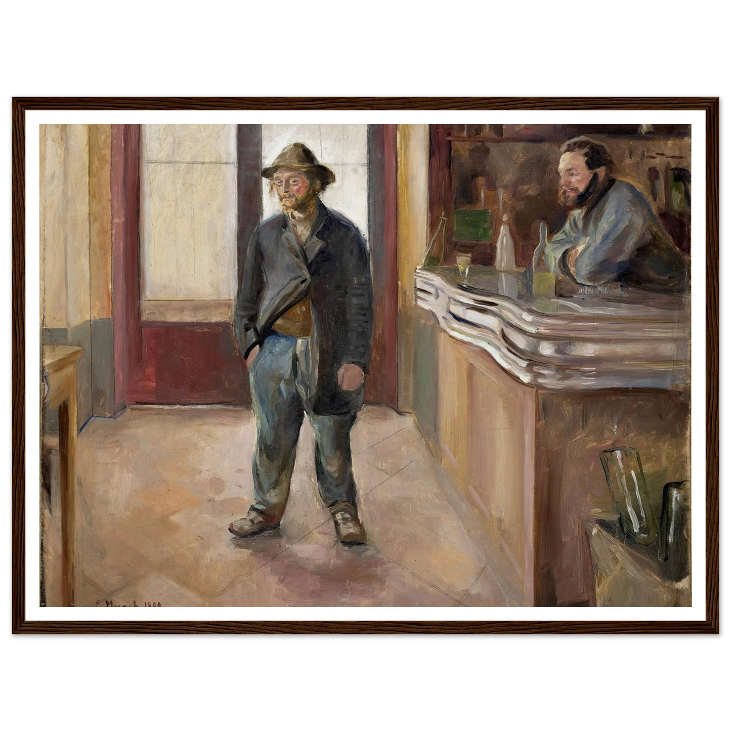 In the Tavern (1890) Art Print | Edvard Munch - Framed Poster - 30x40 cm / 12x16″ - Black frame