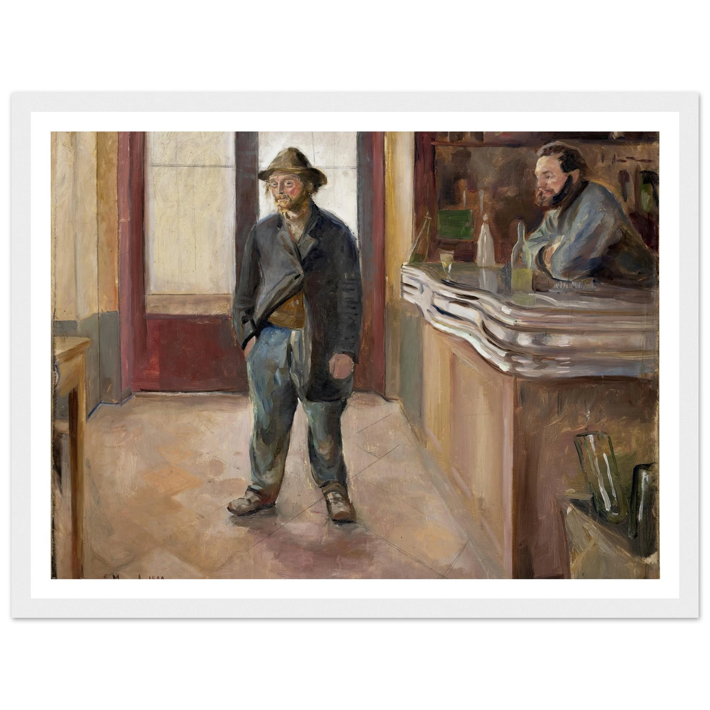 In the Tavern (1890) Art Print | Edvard Munch - Framed Poster - 30x40 cm / 12x16″ - Black frame