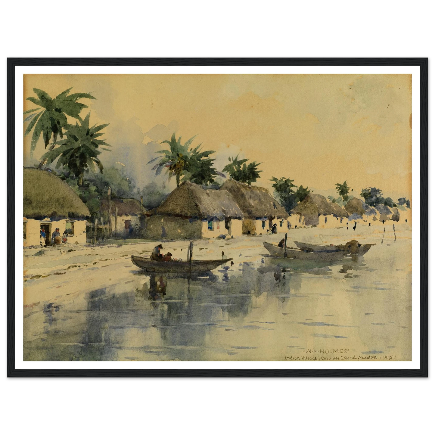 Indian Village, Cozumel Island, Yucatan Art Print | William Henry Holmes - Framed Poster - 30x40 cm / 12x16″ - Black frame