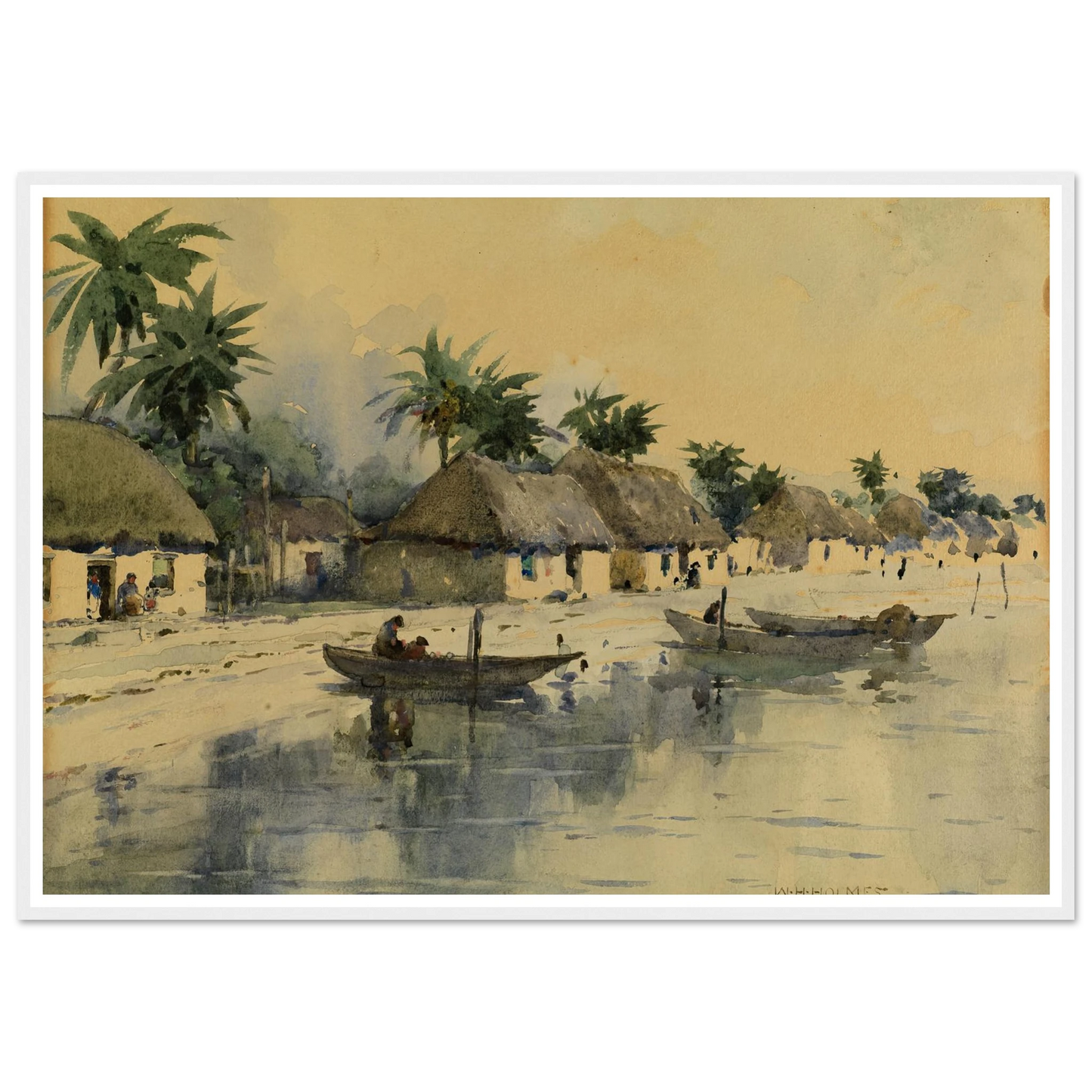 Indian Village, Cozumel Island, Yucatan Art Print | William Henry Holmes - Framed Poster - 30x40 cm / 12x16″ - Black frame