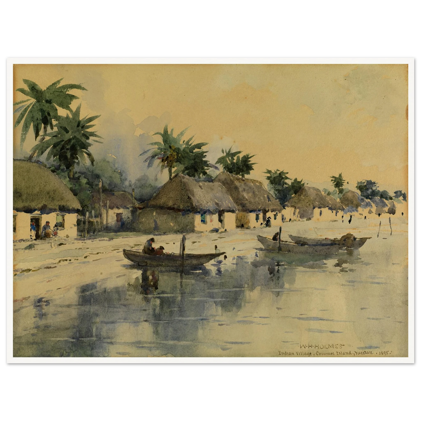 Indian Village, Cozumel Island, Yucatan Art Print | William Henry Holmes - Framed Poster - 30x40 cm / 12x16″ - Black frame